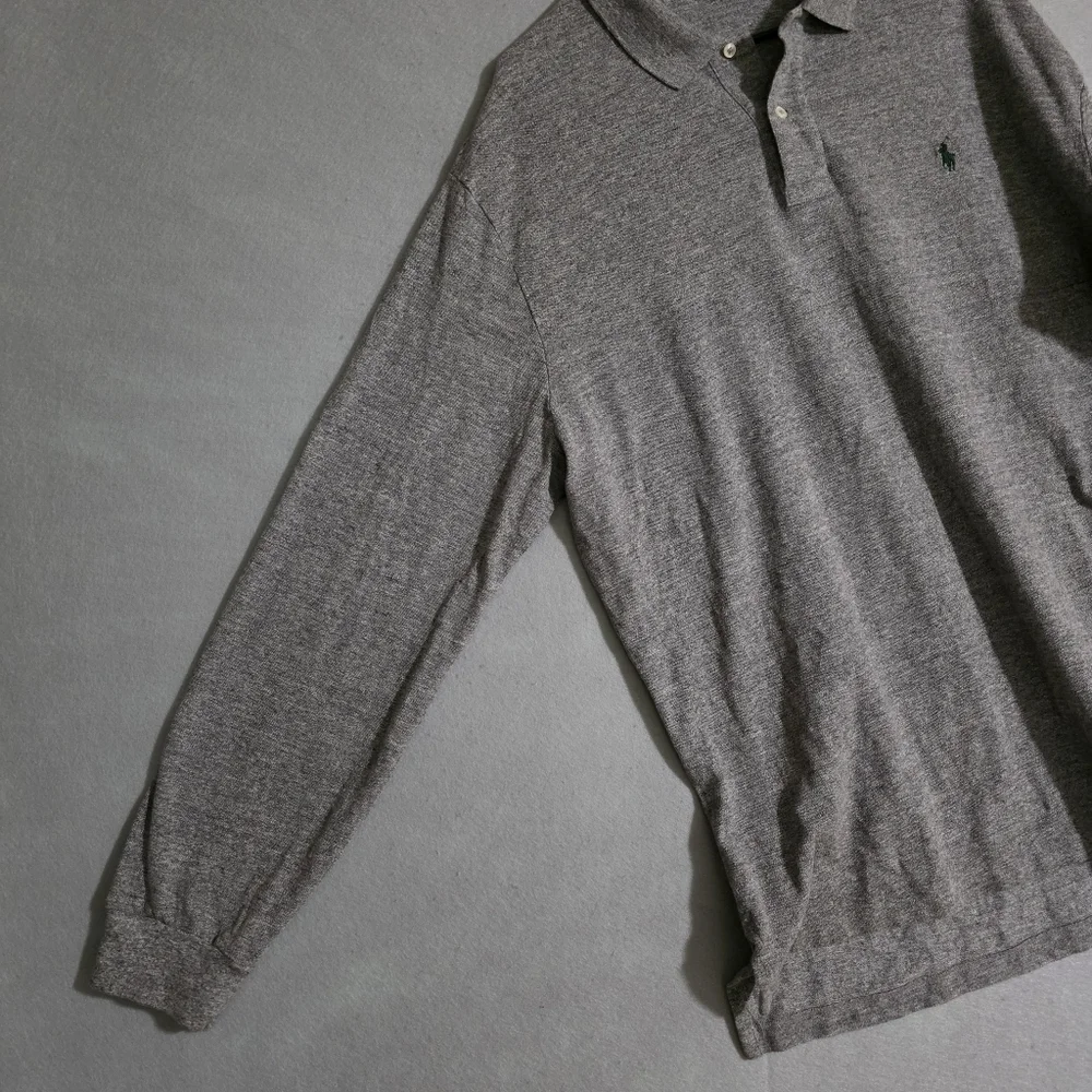 Polo Ralph Lauren Mens Gray Heathered Long Sleeve Polo 368044 Size XXL